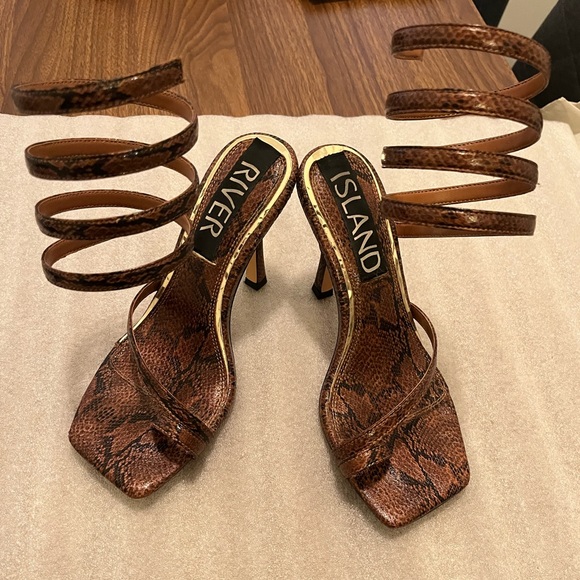 River Island Snakeskin wrap sandals - Picture 1 of 5